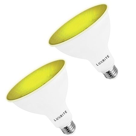 Luxrite PAR38 LED Yellow Light Bulb 8W 45W Equivalent Damp Rated UL Listed E26 Medium Base, 2PK LR31641-2PK